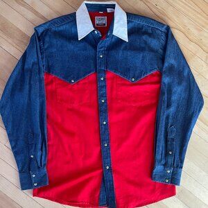 Vintage Roper Cowboy Western Shirt with Snaps USA Red White and Blue